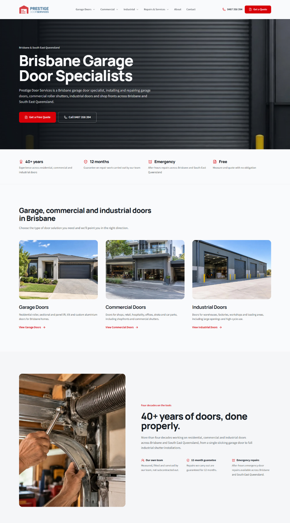 Prestige Door Services new website