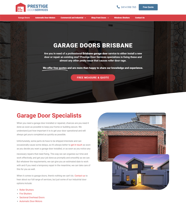 Prestige Door Services Website