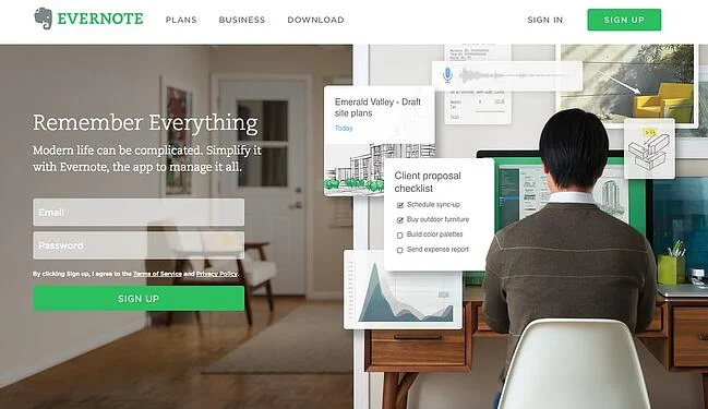 Evernote Login Page