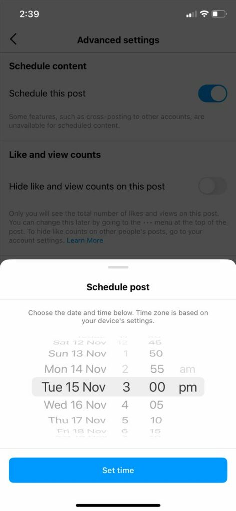 Instagram Post Schedule